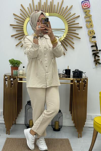 Apoletli Takım Krem