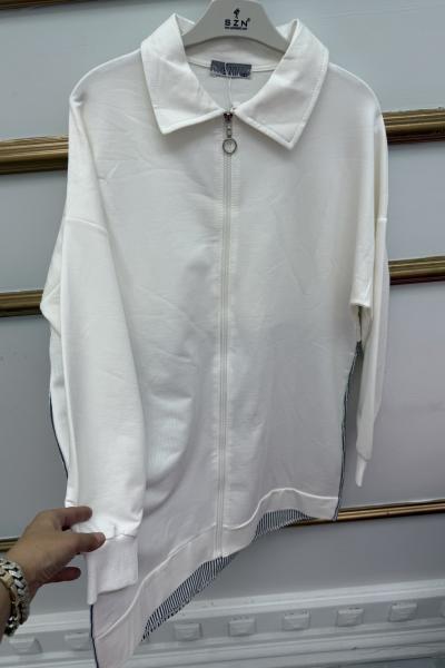 Arkası Çizgili Kap  Beyaz