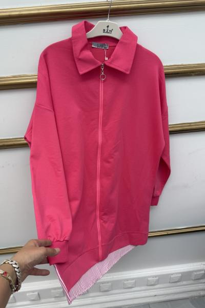 Arkası Çizgili Kap  Fuşya