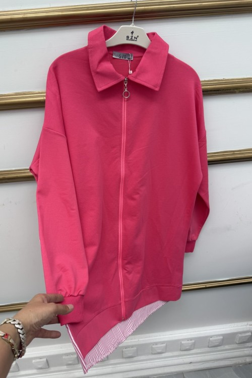 Arkası Çizgili Kap  Fuşya