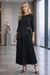 Asimetrik Pliseli Etekli Takım  Siyah