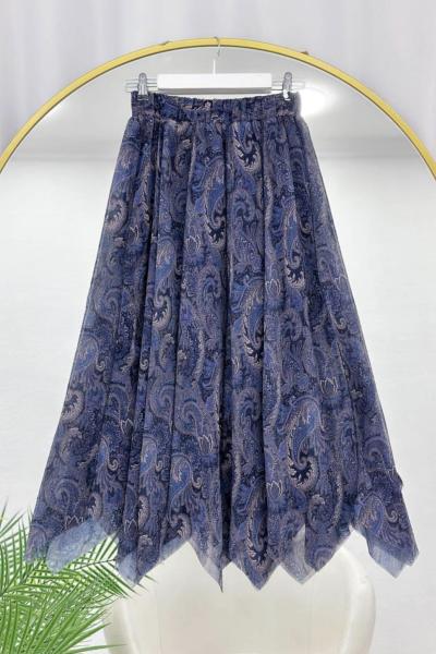 Asimetrik Kesim Etek  Lacivert