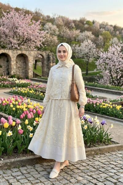 Bahar Elbise Güpürlü  Sarı