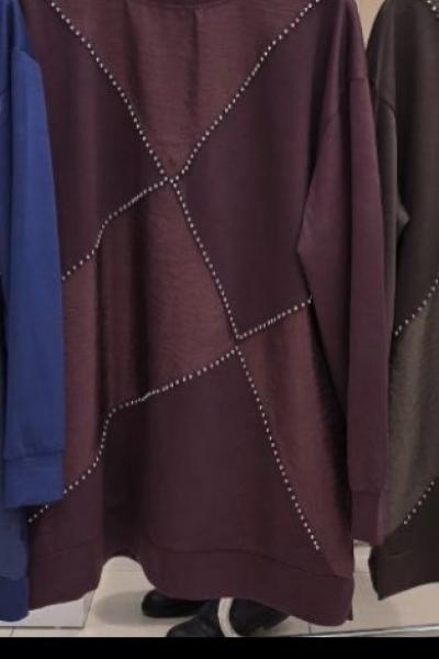 Baklava Dilimli Tunik  Bordo