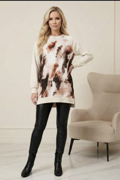 Batik Desenli Tunik  Krem