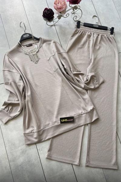 Bisiklet Yaka Taşlı Takım  Taş Rengi