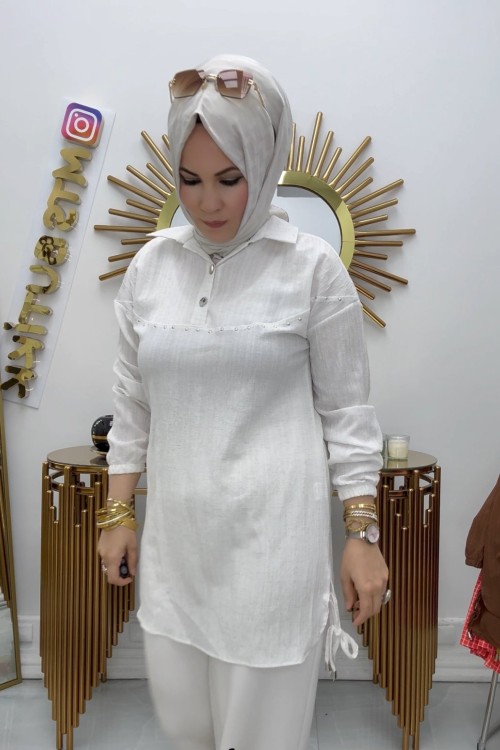 Bürümcük Tunik  Beyaz