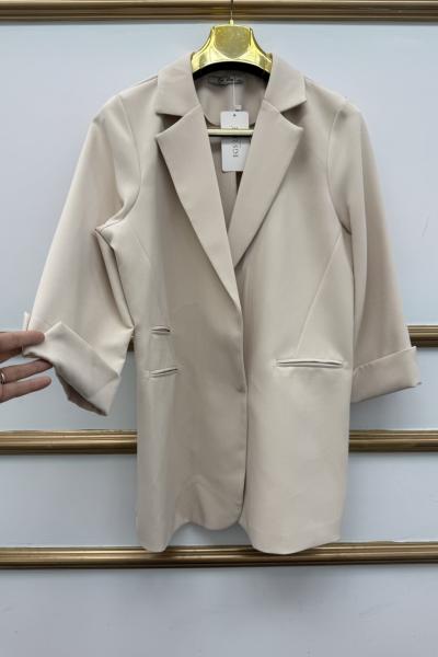 Büyük Beden Blazer  Krem
