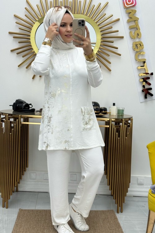 Büyük Cepli Takım Beyaz