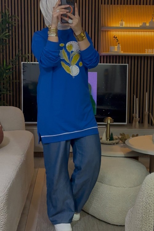 Çek Çek Tunik  Saks Mavisi