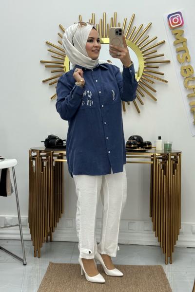 Cepli Gömlek Taşlı Nar Lacivert