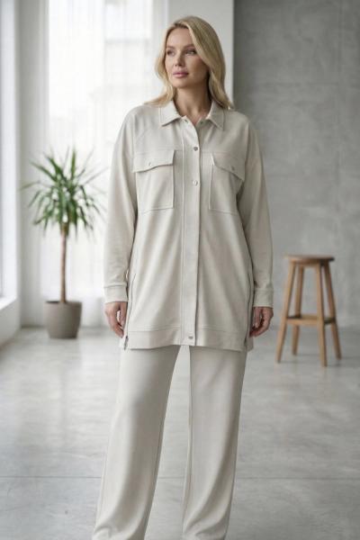 Çift Cepli Pike Takım  Taş Rengi