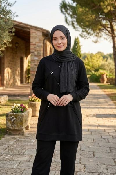 Çimalı Taşlı Takım  Siyah