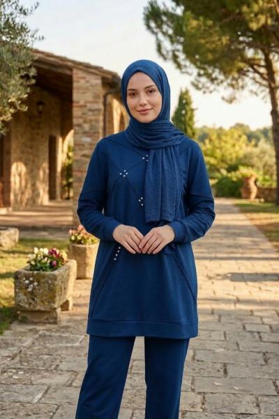 Çimalı Taşlı Takım  Mavi