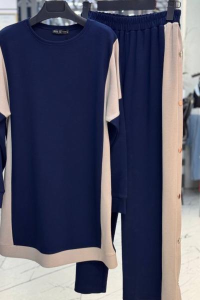 Çıt Çıtlı Takım Lacivert Kemik