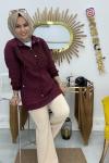 Çıtçıtlı Kaşkorse Tunik  Bordo