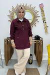 Çıtçıtlı Kaşkorse Tunik  Bordo