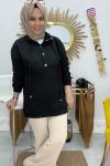 Çıtçıtlı Kaşkorse Tunik  Siyah