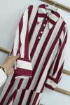 Çizgili Elbise  Bordo