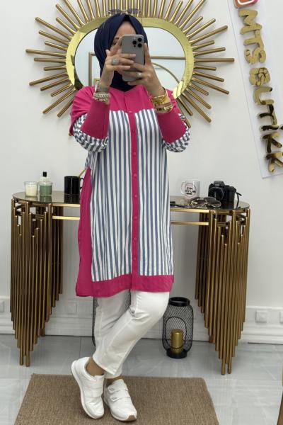 Çizgili Gömlek  Açık Mavi