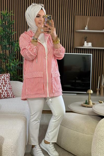 Çizgili Kap Yazlık  Turuncu