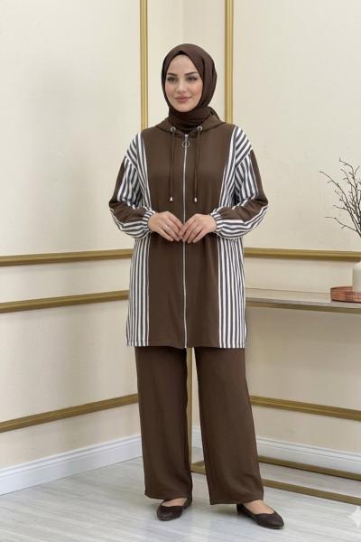 Çizgili Takım  Kahverengi
