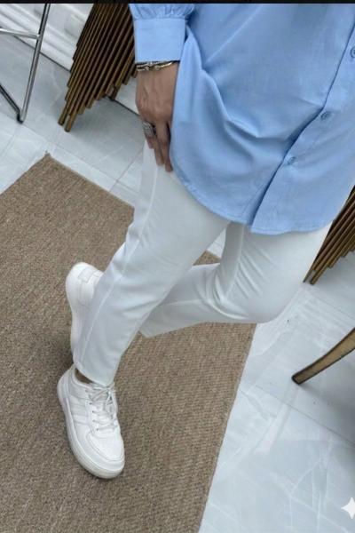 Dabıl Krep Kalem Pantolon  Beyaz
