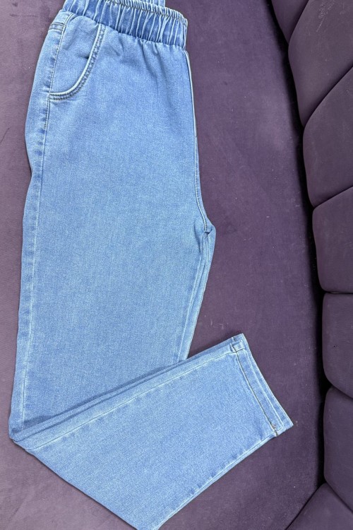 Dar Paça Licralı Pantolon  Mavi