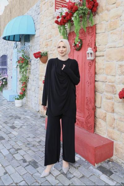 Degaje Yaka Makas Takım  Siyah