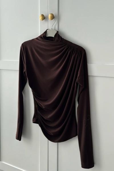 Drape Bluz  Kahverengi