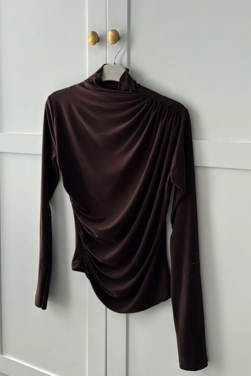 Drape Bluz  Kahverengi