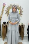 Dubai Bağlamalı Elbise  Gri