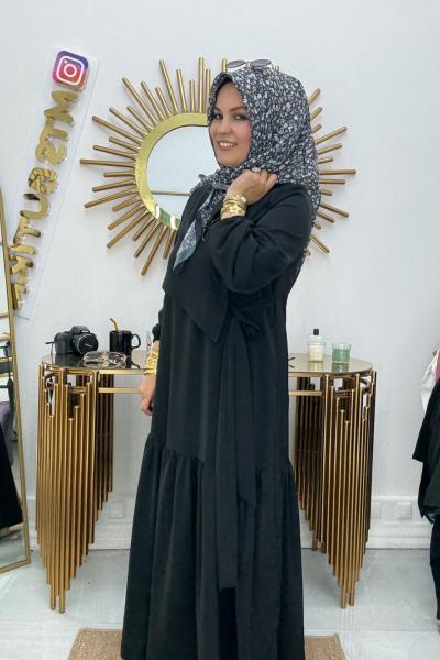 Dubai Bağlamalı Elbise  Siyah