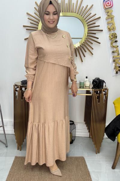 Düğmeli Elbise  Camel