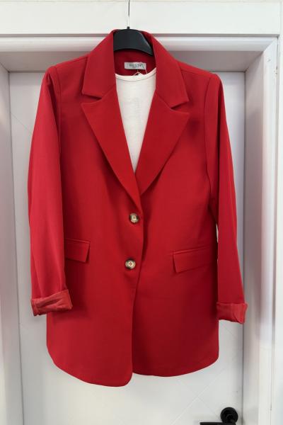 Ebruli Düğme Ceket Bordo