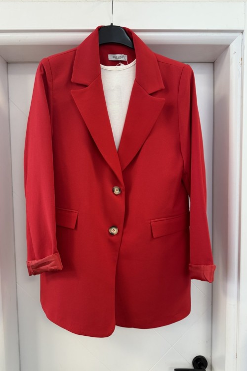 Ebruli Düğme Ceket Bordo