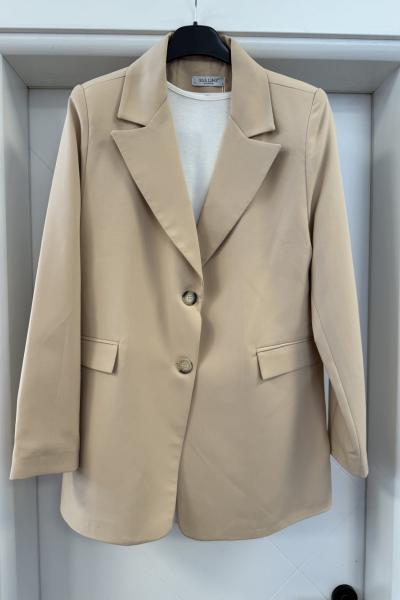 Ebruli Düğme Ceket Krem