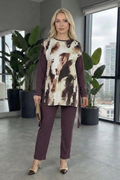 Etnik Desenli Takım Bordo