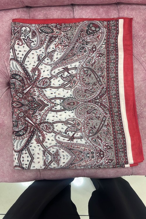 Etnik Desenli Şal Bordo