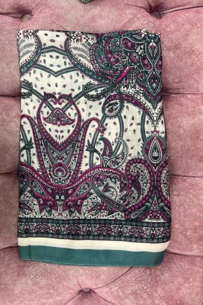 Etnik Desenli Şal Mint Yeşili