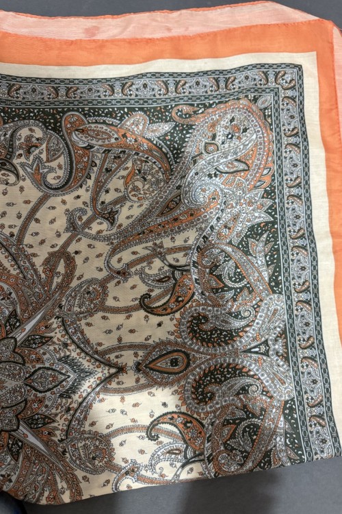 Etnik Desenli Şal Ekru Turuncu