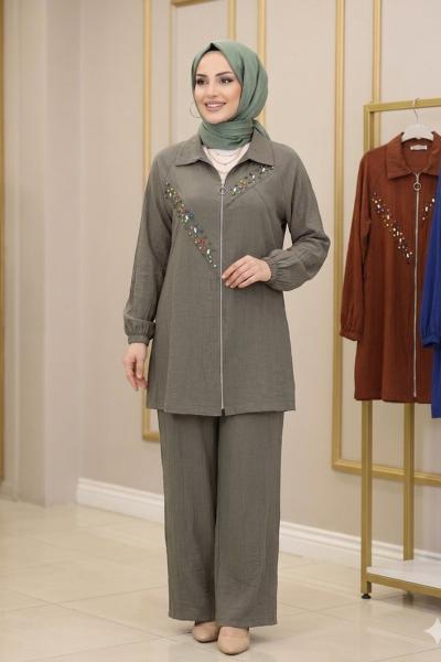 Fermuarlı Kap Takım  Haki