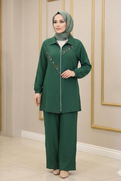 Fermuarlı Kap Takım  Zümrüt