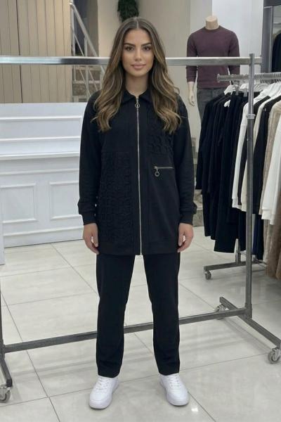 File Detaylı Takım  Siyah
