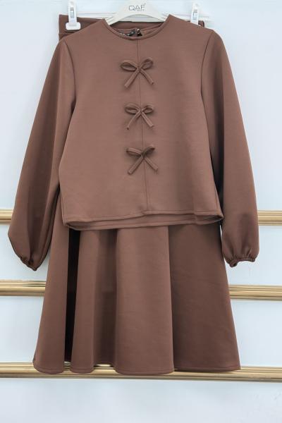 Fiyonk Etekli Takım  Kahverengi