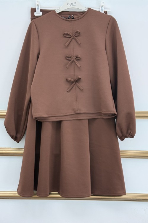 Fiyonk Etekli Takım  Kahverengi