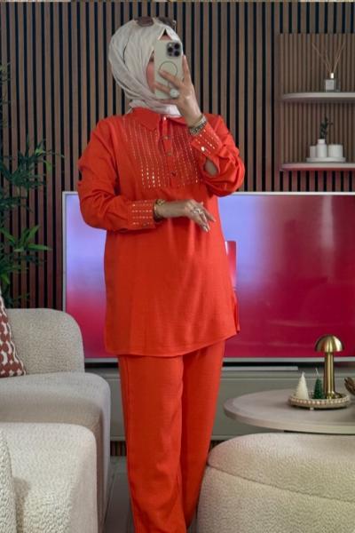 Fulya Taşlı Takım  Turuncu