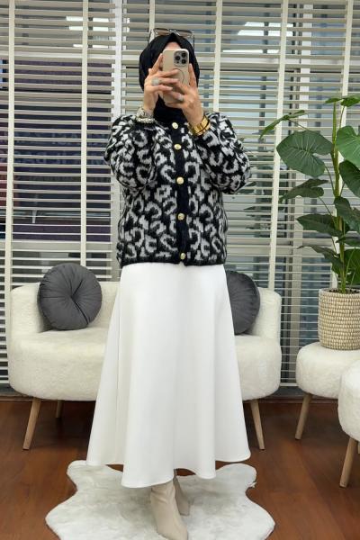 Gold Düğme Hırka  Siyah