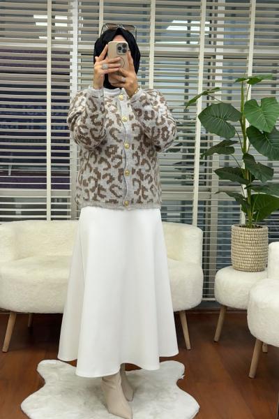 Gold Düğme Hırka  Gri