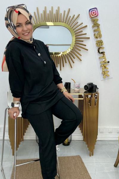 Havuç Paça Oval Takım  Siyah